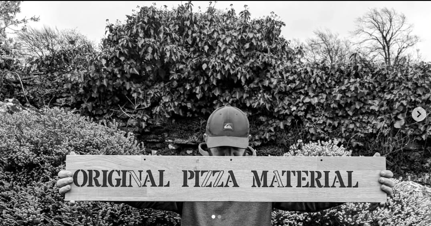 Holding the Original Pizza Material wooden sign
